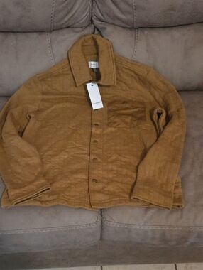 Target Ladies Quilted Button-Front Shirt Jacket in Tan NWT